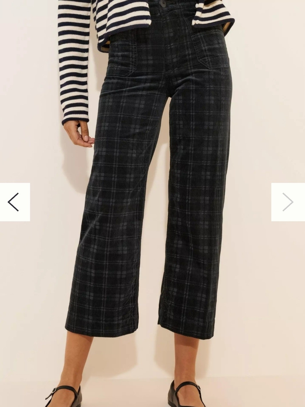 Maeve Black Plaid Cropped Wide-Leg Pants